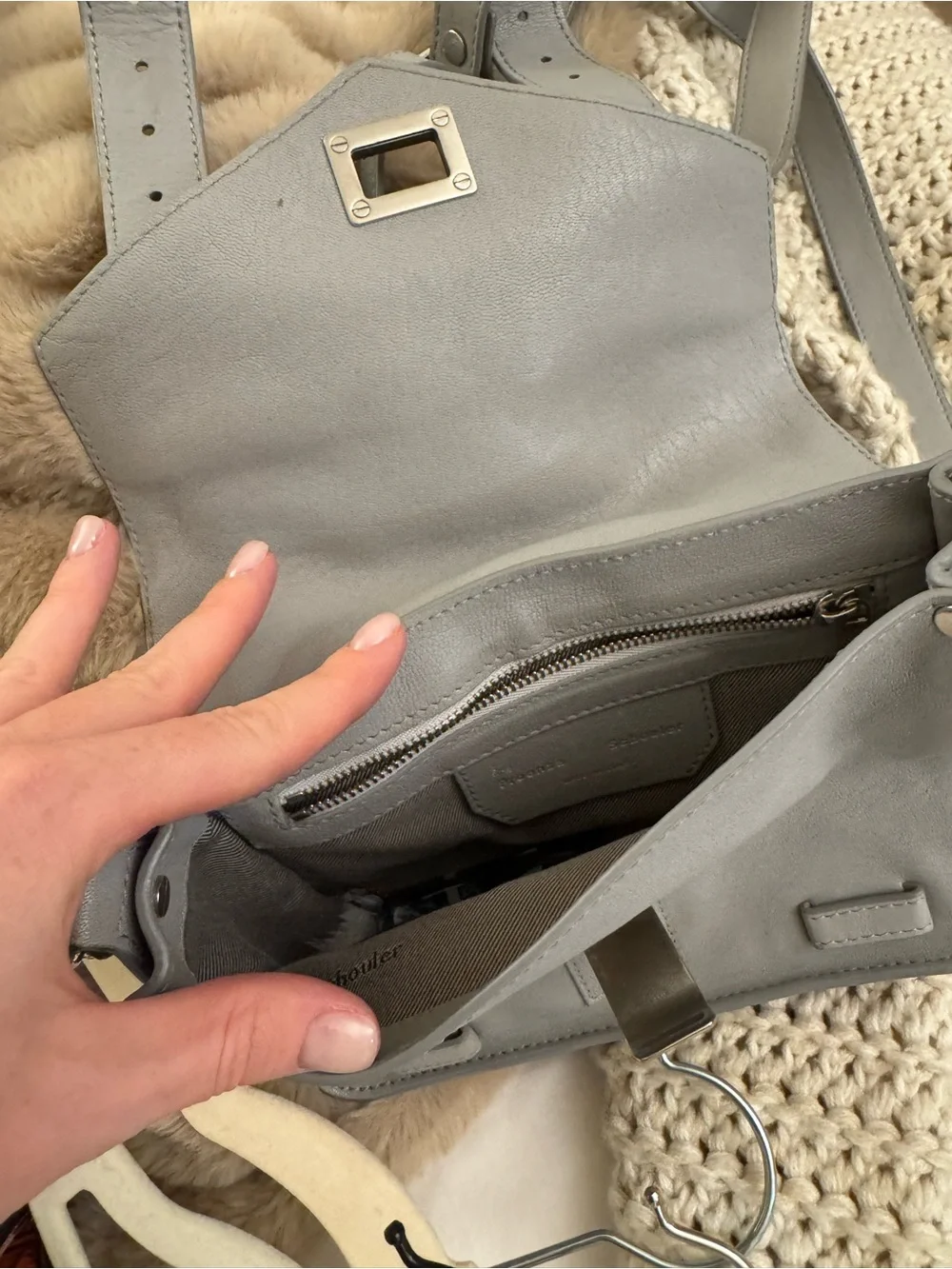 Proenza Schouler Light Gray Leather Crossbody Bag